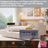 Full Size Upholstered Daybed With Storage Armrests, Trundle And Latest Integrated Bluetooth Audio System, Teddy Fleece - Beige - Image 13