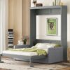 Queen Size Murphy Wall Bed With Cushion - Gray - Image 15