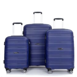 Hardshell Suitcase Spinner Wheels Pp Luggage Sets Lightweight Durable Suitcase With Tsa Lock, 3 Piece Set (20/24/28) - Navy