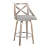 Charlotte - Farmhouse Fixed Height Counter Stool With Swivel With Round Footrest (Set of 2) - Light Gray - Image 2