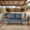 1 Pieces Patio Wicker Side Foldable Bench Patio Backyard Conversation Bench Gray Wicker - Dark Gray - Image 6