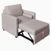 3 In 1 Convertible Sleeper Chair With Adjustable Backrest, Lounger Chair Turns Into Bed, Single Bed For Living Room, Linen - Tan - Image 10