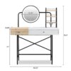 Makeup Vanity Desk With 3-Mode Lighted Mirror & Wireless Charging Station, Vanity Table With Drawer & 3 Open Shelves For Ample Storage Space, Dressing Table For Bedroom - White - Image 9