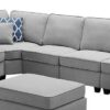 Casanova - 7 Piece Modular L-Shape Sectional Sofa With Ottoman - Light Gray - Image 4