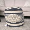 Diamond - Handcrafted Fabric Cylindrical Pouf - Dawn Gray - Image 2