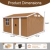 Heavy Duty Metal Storage Shed With Windows And Lockable Door Weatherproof Outdoor Garden Shed - Brown - Image 3
