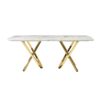 Marble Pattern Dining Table With Stainless Steel Base, Rectangular, Seats 6 Or 8 - Gold - Image 5