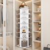 7 Tier Square Rotating Shoe Rack Tower With 360° Spinning Organizer - White - Image 5