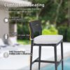 Modern Outdoor Bar Stools, Patio Chairs With Backrest And Footrest, Weather Resistant, Sunbrella Cushions (Set of 2) - Ember Black - Image 7