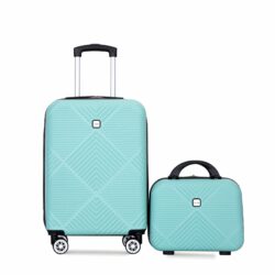 2 Piece Luggage Sets Lightweight Suitcase, Spinner Wheels, (20/14) - Light Blue