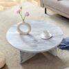 A Multi Style Decor Friendly Round Coffee Table, Featuring Modern Minimalism And Nordic Flair - White - Image 4