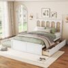 Queen Size Platform Bed With With 2 Big Drawers Twin Size Trundle - White - Image 11