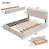 Queen Size Upholstered Platform Bed With 2 Drawers And 1 Twin Long Trundle - Dark Beige - Image 23