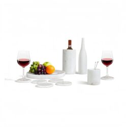 Luxury Natural Marble Dining Room Accessories Set, 10 Pieces, Elegant Natural Stone - White