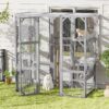 Outdoor Cat House, Diy Cat Enclosure Catio With Double Enter Doors - Light Gray - Image 3