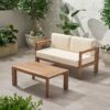2 Piece Patio Set With Open-Back Loveseat And Coffee Table - Beige / Brown - Image 8