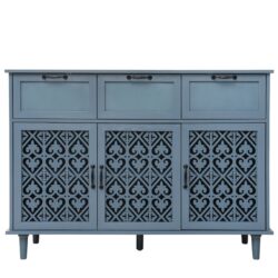 3 Door 3 Drawer Cabinet, American Furniture, Suitable For Bedroom, Living Room, Study - Blue