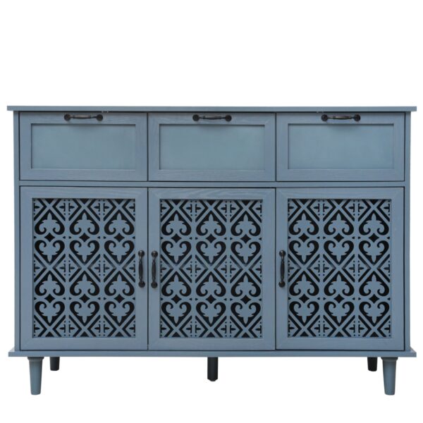 3 Door 3 Drawer Cabinet, American Furniture, Suitable For Bedroom, Living Room, Study - Blue
