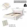 King Size Upholstered Platform Bed With Special Shaped Velvet Headboard, Metal & Solid Wood Frame - Cream - Image 3