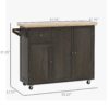 Homcom - Triple-Cabinet Rolling Kitchen Island On Wheels, Kitchen Cart With Storage Shelf Adjustment, Rolling Utility Cart With Wood Top, Towel Rack, Big Drawer - Distressed Brown - Image 7