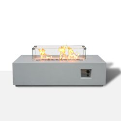 Outdoor Concrete Propane Gas Rectangle Fire Pit Table - Antique White