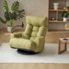 Adjustable Swivel Lounge Chair With 360 Degree Rotating Seat And Headrest Support Leisure Chair Deck Chair Game Chair For Living Room - Green - Image 14