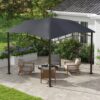Outsunny - 10' x 10' Soft Top Patio Gazebo Outdoor Canopy With Unique Geometric Design Roof, All-Weather Steel Frame - Gray - Image 2