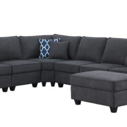 Cooper - 7 Piece Reversible L-Shape Sectional Sofa & Comfort Ottoman And Cupholder - Stone Gray