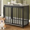Furniture Style Dog Crate For Small And Medium Dogs, Wooden Cage Indoor Kennel Furniture, Modern Dog Crate End Table With Double Doors - Gray - Image 15