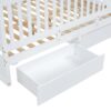 Full Size Daybed With Fence Guardrails And 2 Drawers, Convertible Floor Bed & Daybed - White - Image 15