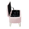 Storage Ottoman Bench For End Of Bed Gold Legs, Modern Gray Faux Fur Entryway Bench Upholstered Padded With Storage For Living Room Bedroom - Pink - Image 8