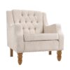 Accent Chair, Living Room Chair, Footrest Chair Set With Vintage Brass Studs, Button Tufted Upholstered Armchair For Living Room, Comfy Reading Chair For Bedroom, Reception Room - Beige - Image 25