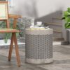 Outdoor Lightweight End Table Round Concrete Outdoor Side Table - Natural - Image 12