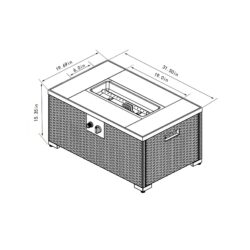 32" Propane Gas Fire Pit Table With Propane Tank Cover, 50000 Btu Rectangular Steel Fire Pit With Beautiful Wicker Base For Outside Garden - Beige