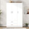 3 Door Wardrobe With 2 Drawers - White - Image 12