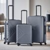 3 Piece Luggage Sets Lightweight Suitcase With Two Hooks, Spinner Wheels, Tsa Lock, (20/24/28) - Gray - Image 2