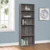 Bookshelf, Bookcase, 6 Tier, For Office, Transitional - Gray - Image 3