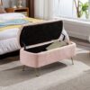 Storage Ottoman Bench For End Of Bed Gold Legs, Modern Gray Faux Fur Entryway Bench Upholstered Padded With Storage For Living Room Bedroom - Pink - Image 6