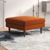 Amber - Square Upholstered Ottoman Velvet - Burnt Orange - Image 5