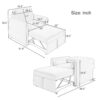 3 In 1 Convertible Sleeper Chair With Adjustable Backrest, Lounger Chair Turns Into Bed, Single Bed For Living Room, Velvet - Ink Blue - Image 6