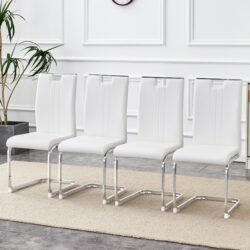 (Set of 4) Material Bow Shaped Chairs Adding Fashion To Minimalist And Contemporary Home Styles - White