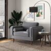 Amber - Velvet Lounge Chair - Brown / Gray - Image 8