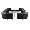 Spa Surround Spa Frame Quadrilateral Outdoor Rattan Sectional Sofa Set With Mini Sofa, Wooden Seats And Storage Spaces - Gray - Image 21