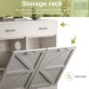 Modern Wooden Freestanding Trash Cabinet With Quick Installation And Deodorising Function - White - Image 7