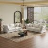 Modern Comfy Upholstered Sofa Cloud Couch, Deep Seat Couches With Multiple Large Soft Pillows, Convertible Deep Seat Chaise Longue For Living Room - Beige - Image 7