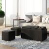 Avalon - 5 Piece Storage Ottoman - Distressed Black - Image 9