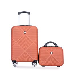 2 Piece Luggage Sets Lightweight Suitcase, Spinner Wheels, (20/14) - Dark Orange