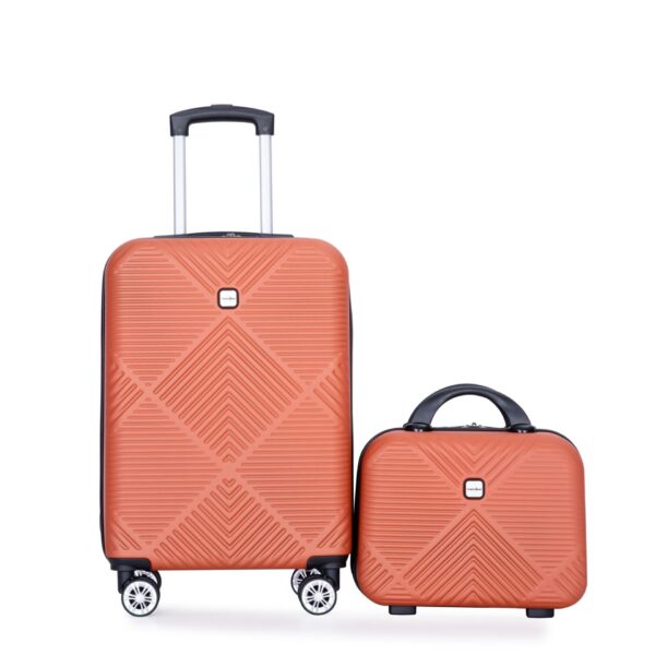 2 Piece Luggage Sets Lightweight Suitcase, Spinner Wheels, (20/14) - Dark Orange