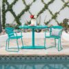 3 Piece Elegant Outdoor Bistro Set With 2 Chairs And Oval Table - Teal - Image 9