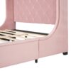 Queen Size Storage Upholstered Platform Bed With Wingback Headboard And A Big Drawer - Pink - Image 5